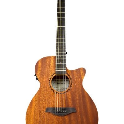 Caraya safair 34"-40" EQ All-Mahogany Parlor Acoustic Guitar w/EQ + Gig Bag + Strings